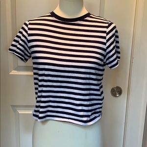 Topshop Navy/White Striped Crop Top